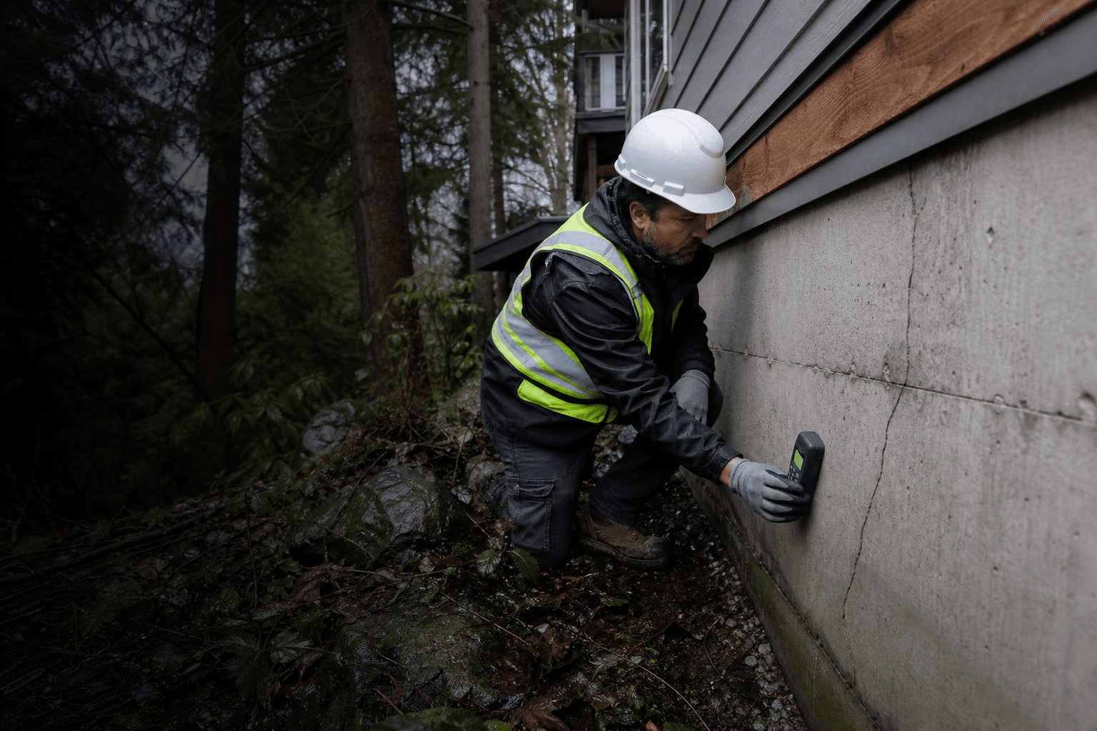 Vancouver Foundation Repair Co crew preparing for a basement waterproofing job