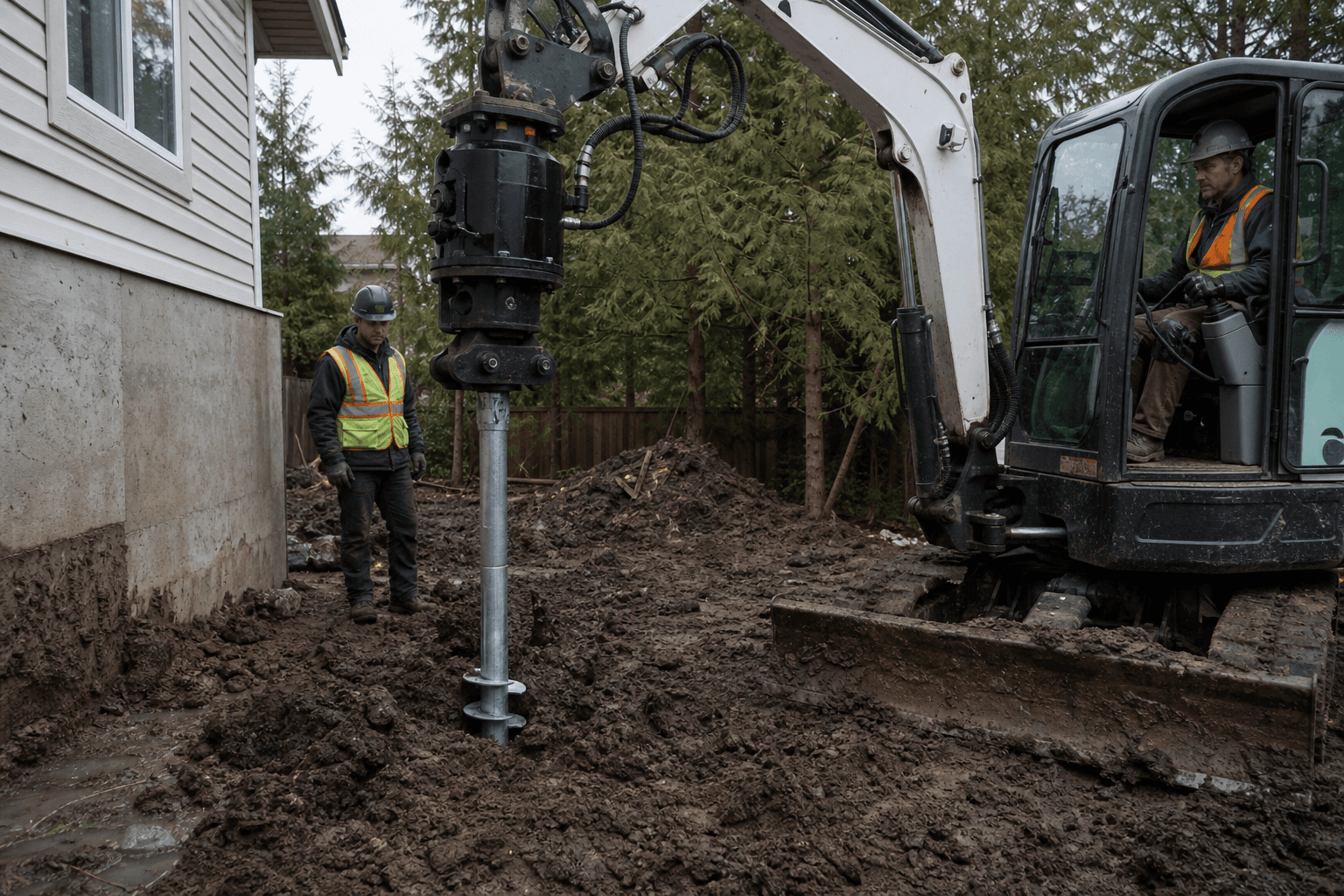 Helical Pier Installation in Vancouver
